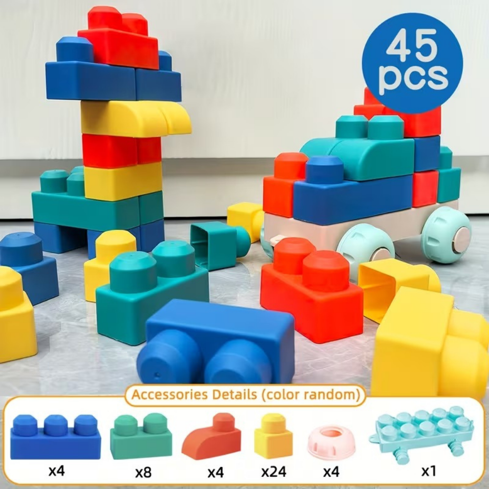 RubbaNest SoftStack Baby Building Blocks Set — Safe Sensory Play