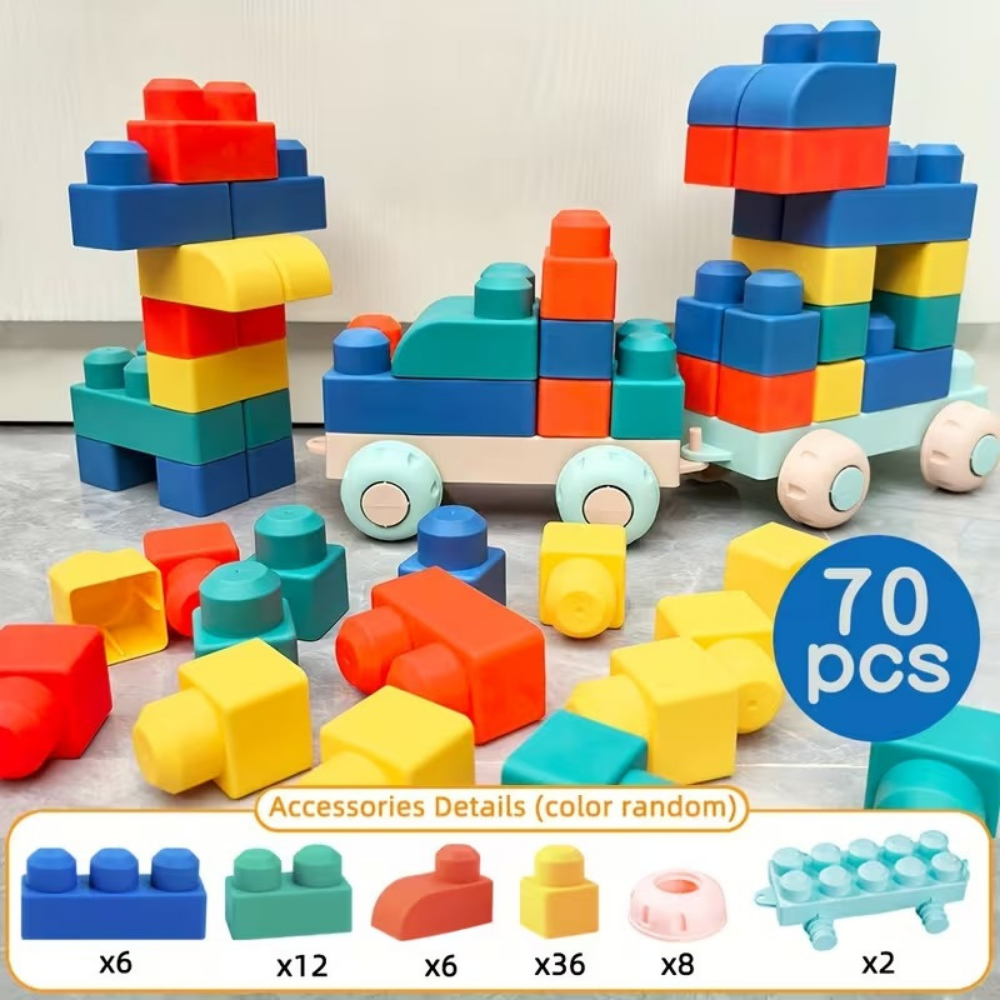 RubbaNest SoftStack Baby Building Blocks Set — Safe Sensory Play