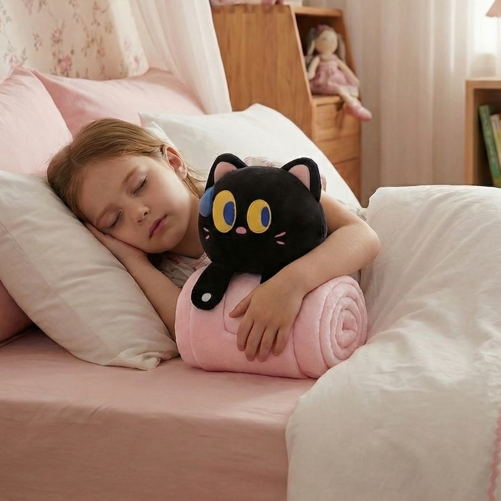SnugglePaws Cat Plush Toy with Blanket — Modern Quality for Kids