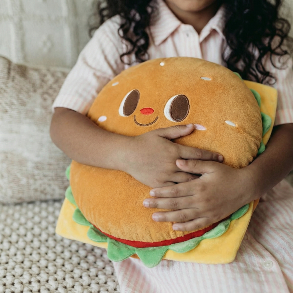 Happy Burger Plush Toy Kids Soft Toy — Modern Quality Friend