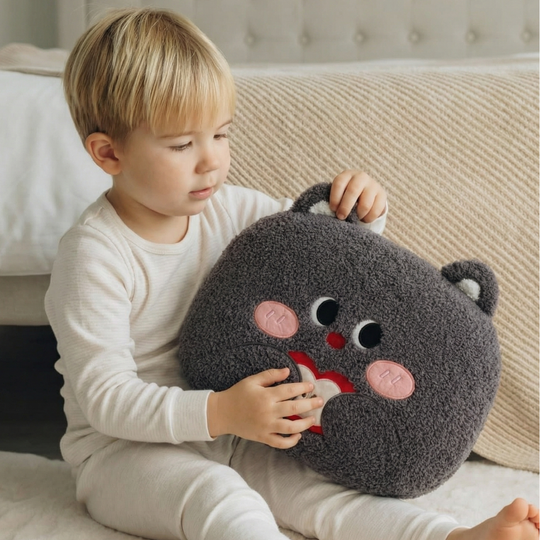 SnugglePaws Grey Cat Plush Toy — Clean Modern Comfort Friend