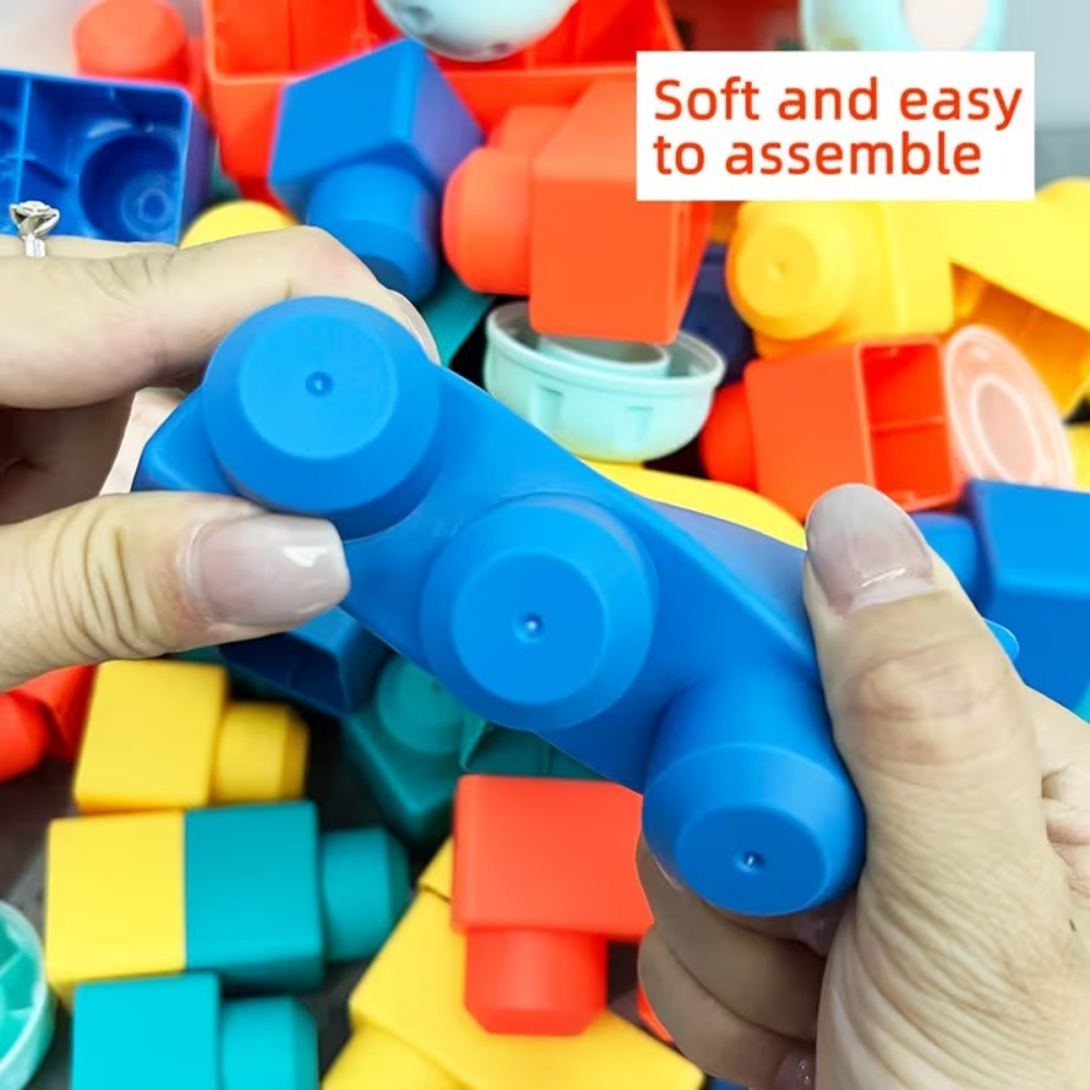 RubbaNest SoftStack Baby Building Blocks Set — Safe Sensory Play