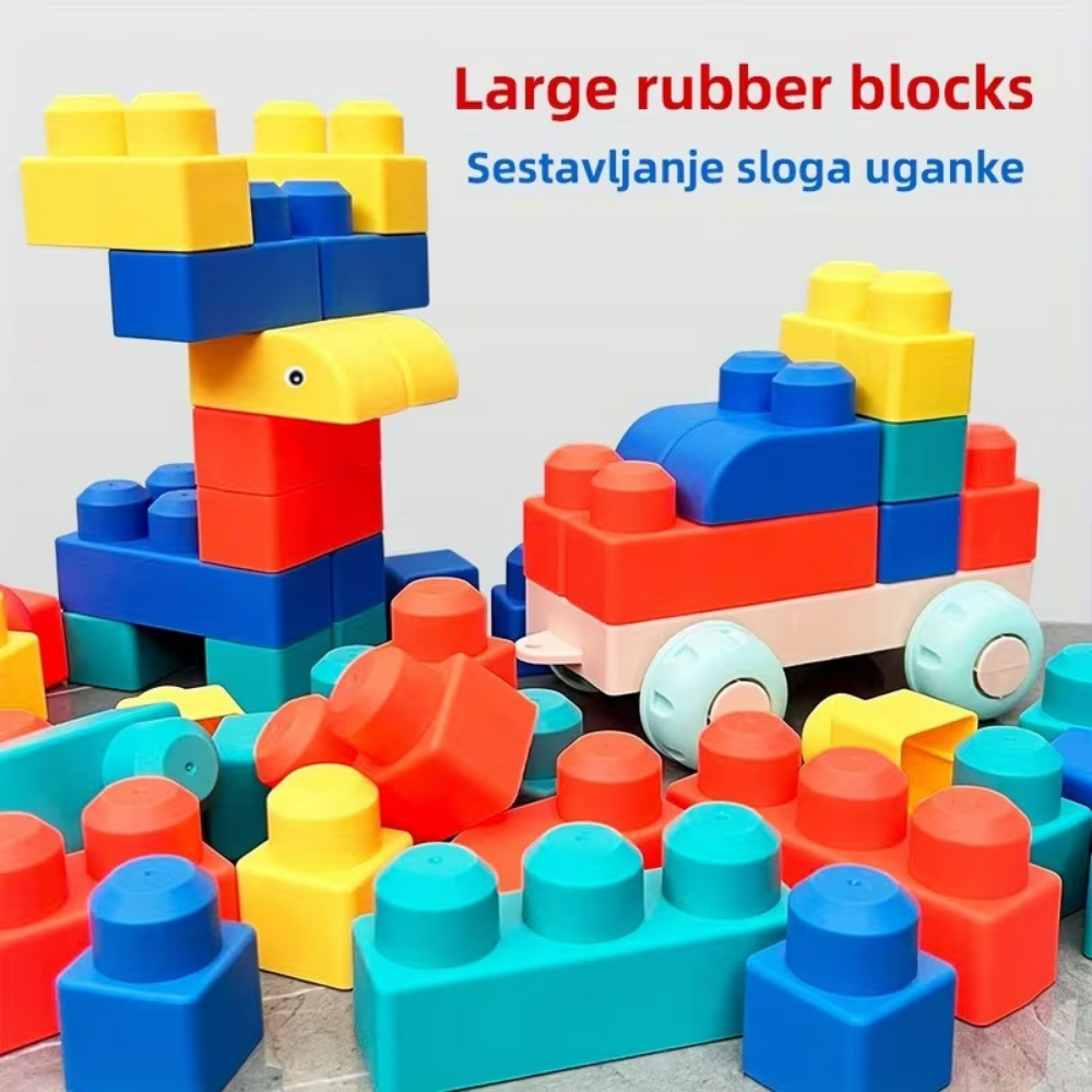 RubbaNest SoftStack Baby Building Blocks Set — Safe Sensory Play
