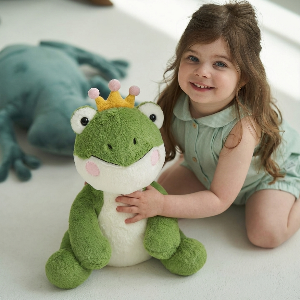 Everly Frog Prince Plush Toy — Soft Comfort Companion