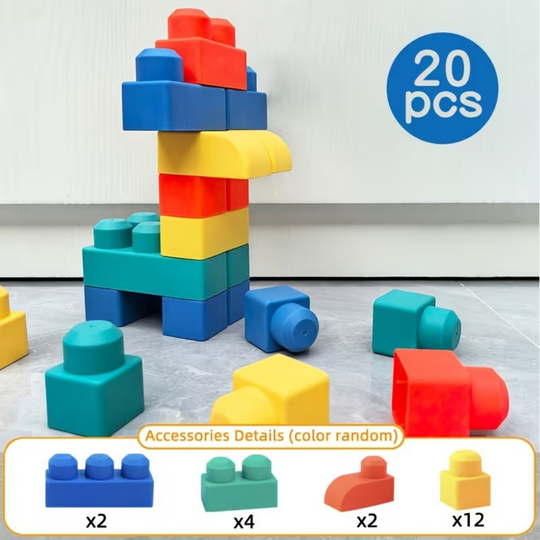 RubbaNest SoftStack Baby Building Blocks Set — Safe Sensory Play