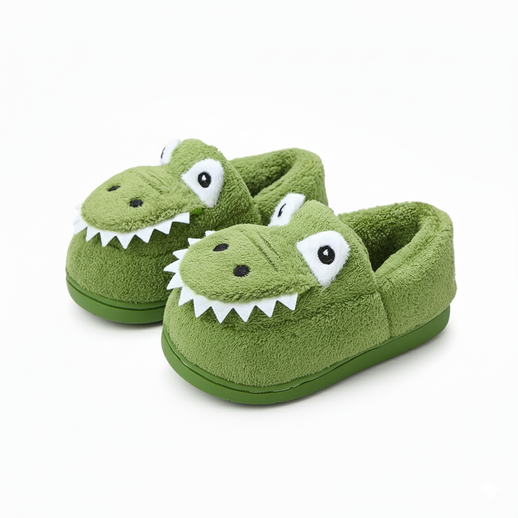 CrocCuddle Plush Crocodile Kids Slippers — Modern Warm Quality