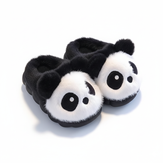 PandaPaws Plush Kids Slippers — Modern warmth home