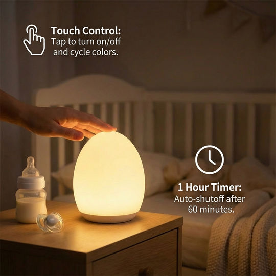 LumaShell Silicone Baby Night Light — Calming Modern Glow