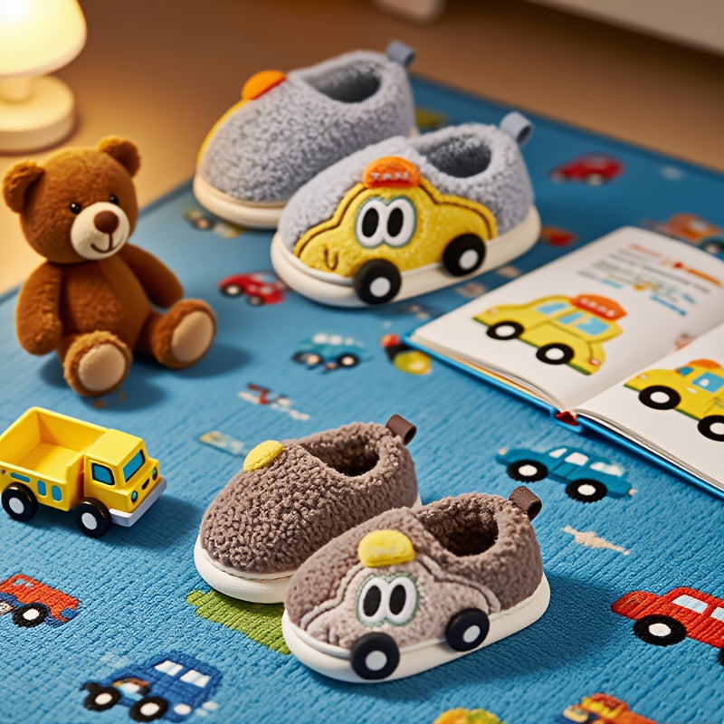 Car-Themed Kids Slippers Non-Slip House Shoes — Modern Warmth