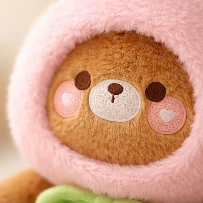 PeachGlow Cuddle Bear Plush Toy — Soothing Cozy Quality