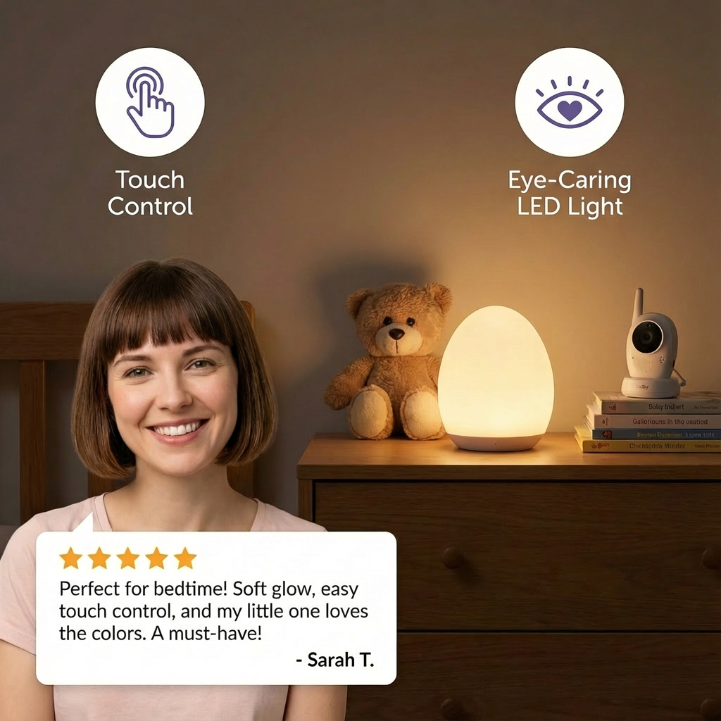 LumaShell Silicone Baby Night Light — Calming Modern Glow