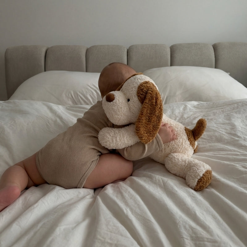 SnugglePup Modern Plush Dog Toy – Baby Sleep Companion