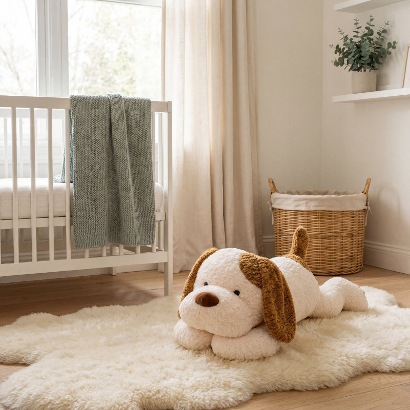 SnugglePup Modern Plush Dog Toy – Baby Sleep Companion