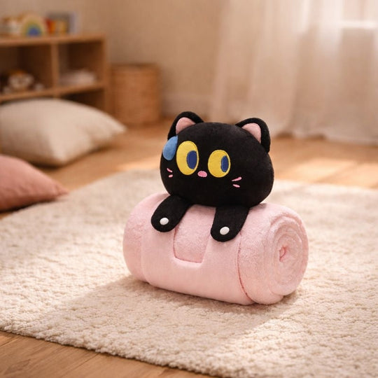 SnugglePaws Cat Plush Toy with Blanket — Modern Quality for Kids