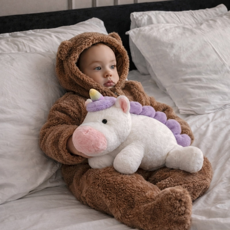 SnuggleSky Lying Unicorn Plush Toy – Baby Comfort Clean & Calm