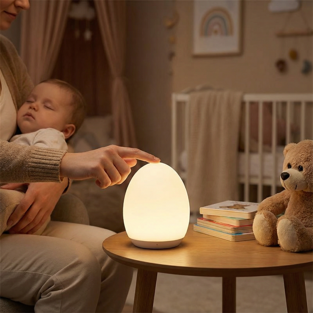 LumaShell Silicone Baby Night Light — Calming Modern Glow