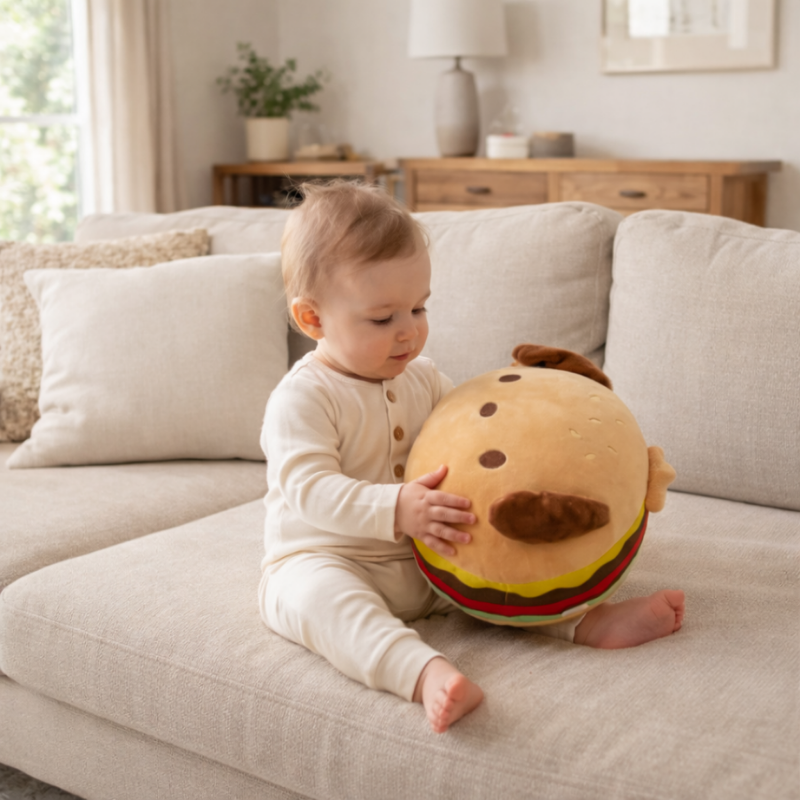 BunBuddy Burger Pup Plush Toy — Clean Modern Quality for Kids